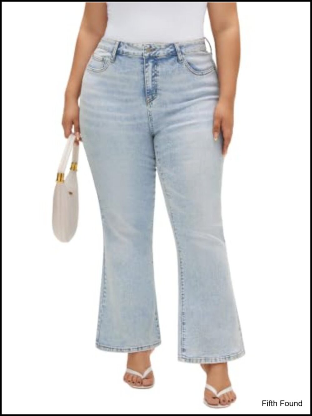High Waisted Flare Jeans Stretch Bootcut Ripped Denim Tummy Control